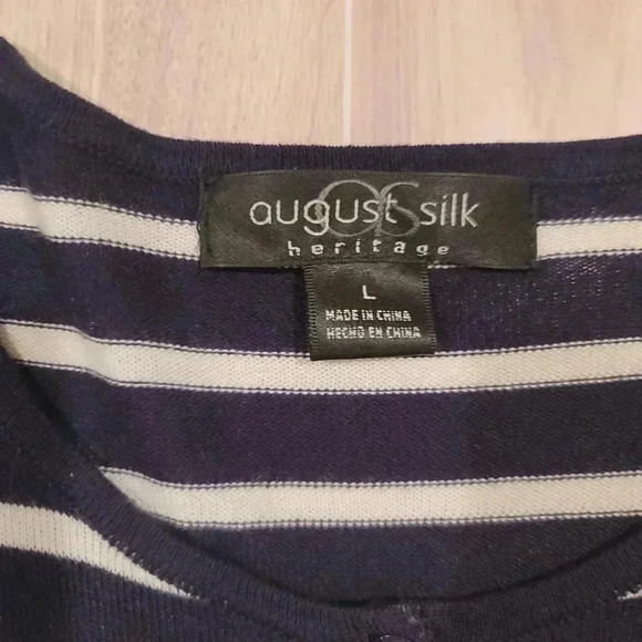 August Silk Heritage 9 Button Cardigan Navy/White Striped Size Large. - Picture 4 of 8